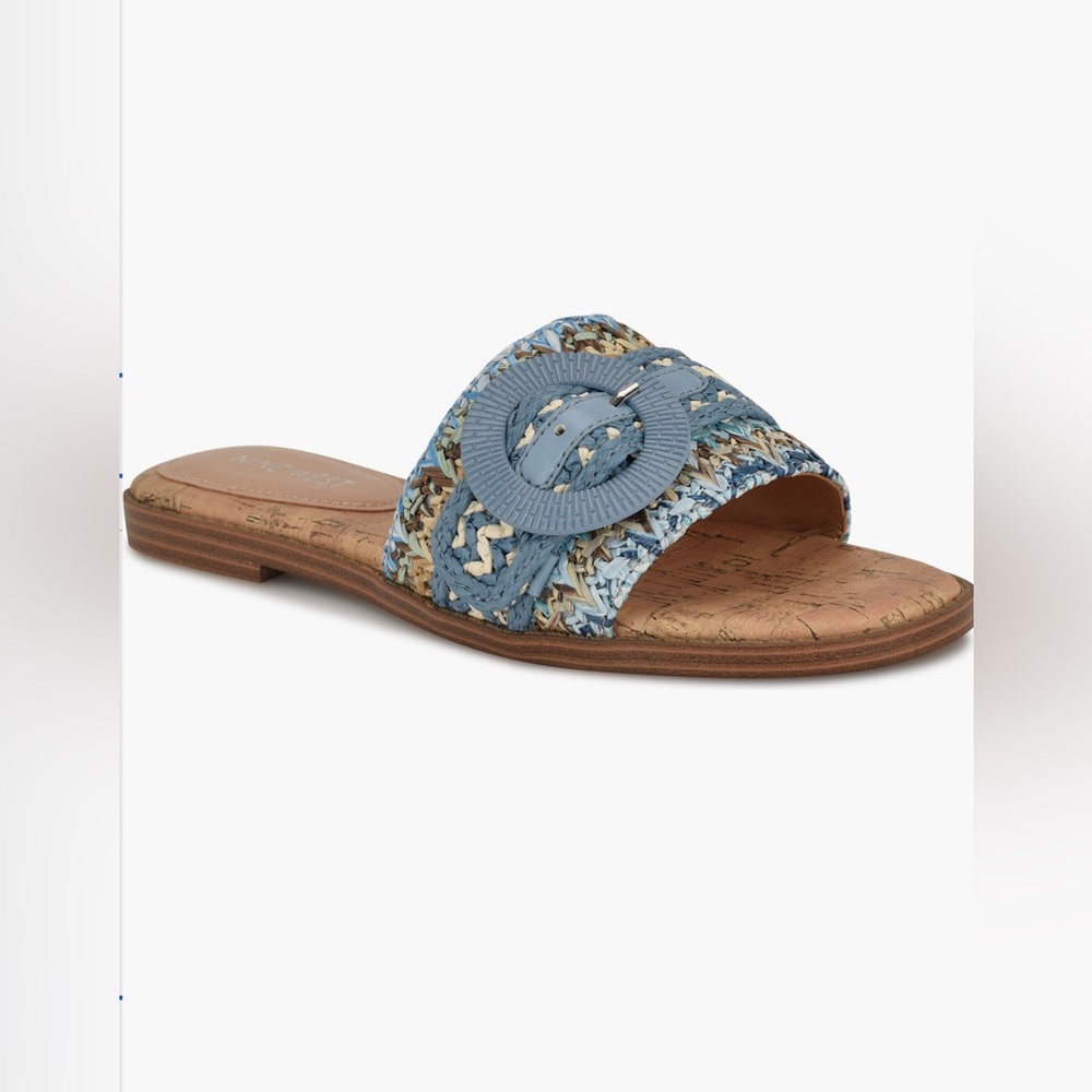 NEW…Nine West Woven Blue Slide Sandal